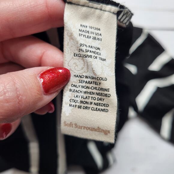 Soft Surroundings Dulcie Top Short Ruffle Bell Sleeves Black White Stripe Small - Picture 6 of 7